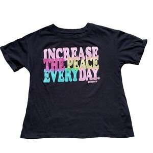 Justice “Increase the Peace Everyday” Graphic Tee Girls Size XS (5/6)